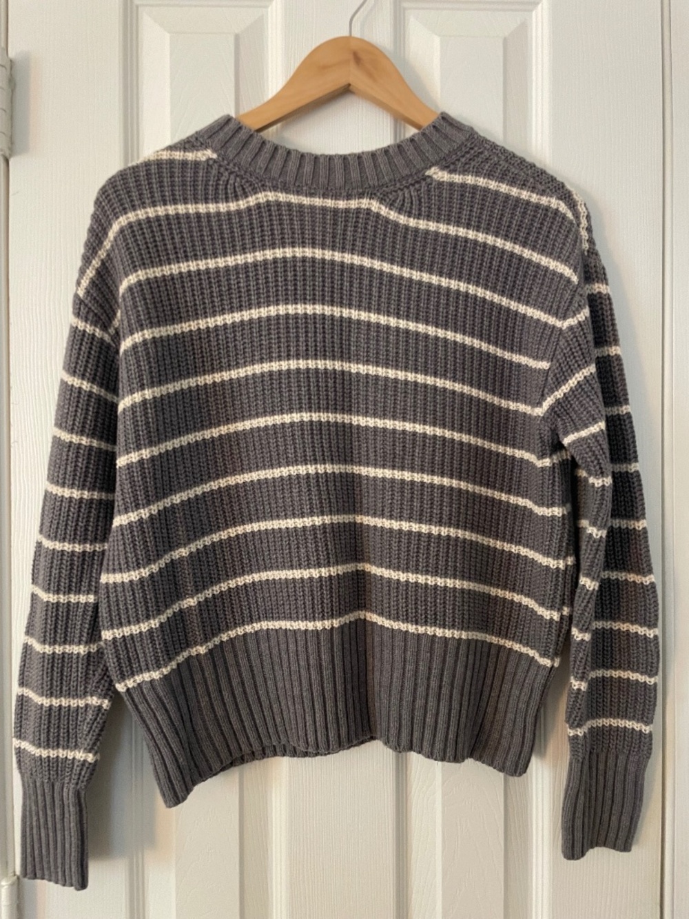 Gray White Striped Sweater
